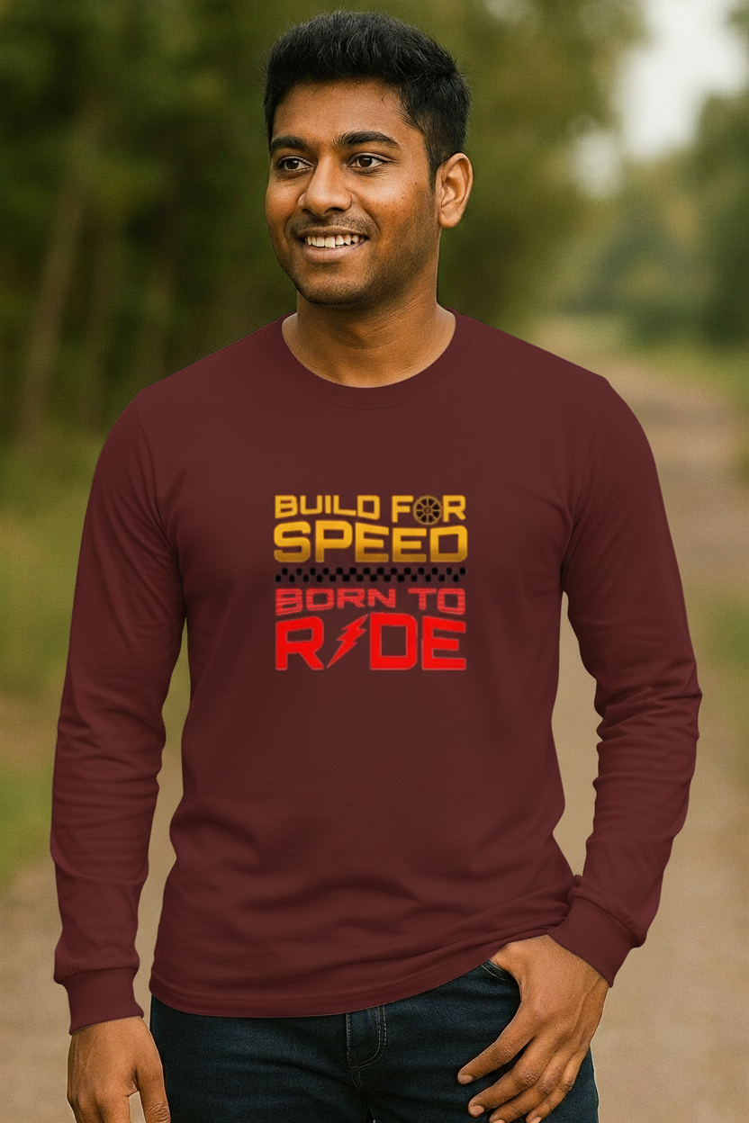 Ready for Speed – Men's Full Sleeve Classic Printed T-Shirt | 100% Cotton | 180 GSM