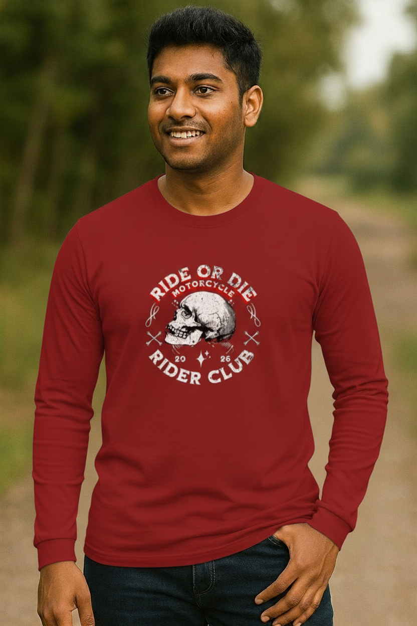 Ride or Die – Men's Full Sleeve Classic Printed T-Shirt | 100% Cotton | 180 GSM